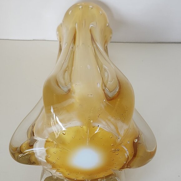 MURANO Italy Art Glass Yellow Opaline Vase Controlled Bubble Vintage 8.25" - Picture 6 of 12